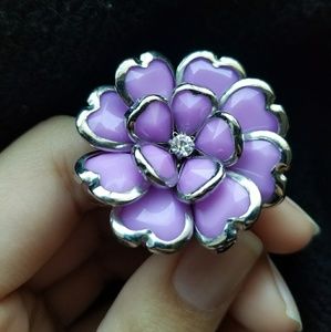 Plastic Purple Flower Ring